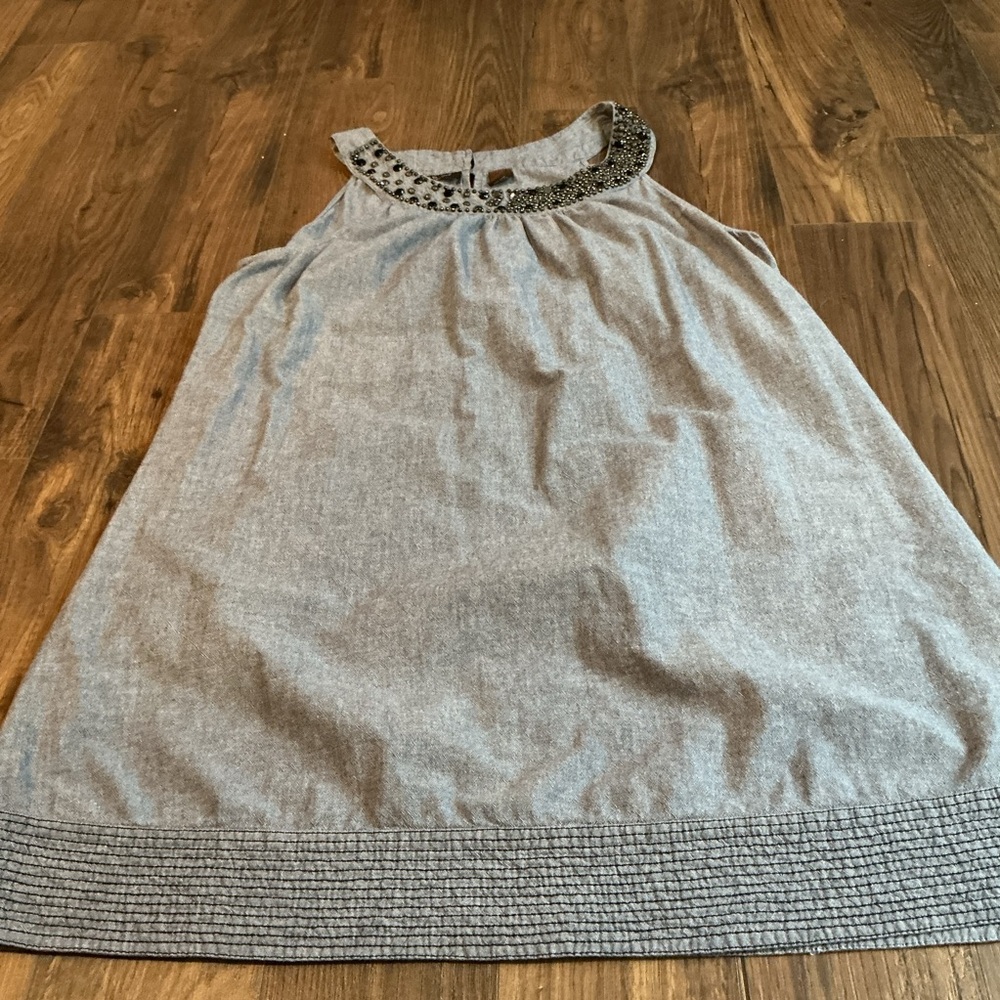 Speed Control Boho Beaded Neck Swing Tank Top Gray 3X Casual Chic Eclectic